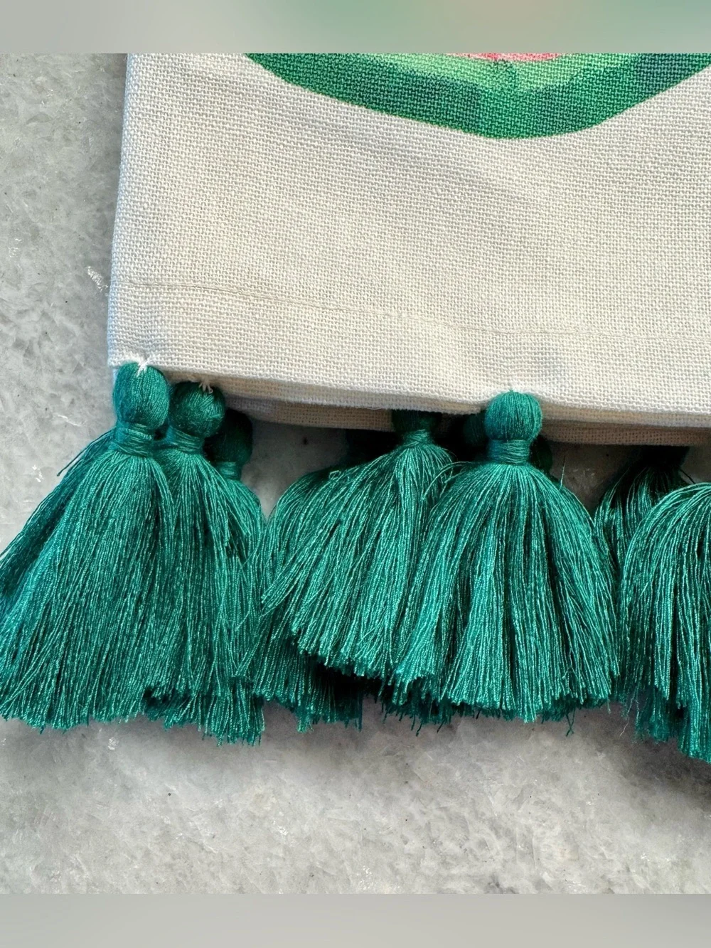 New Summer Watermelon w/ Green Tassels 100% Cotton Kitchen Hand Towels Set of 2